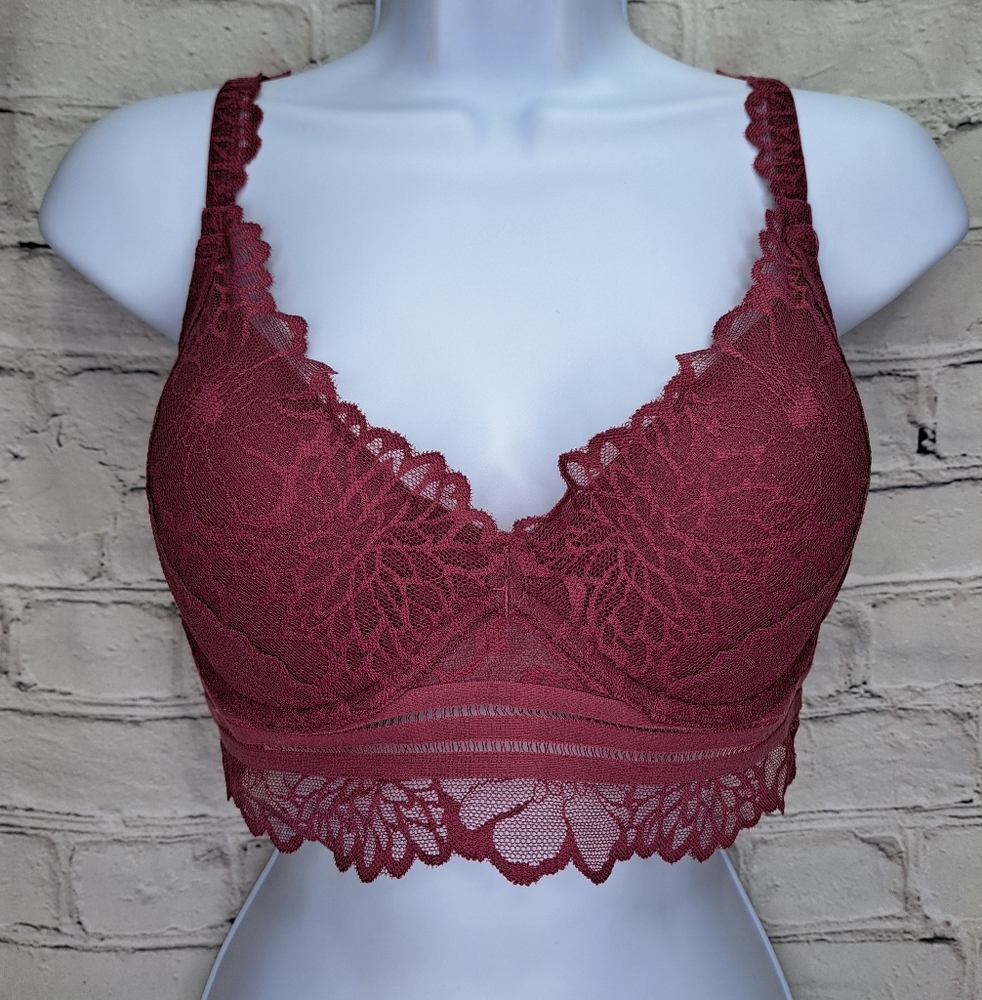 VICTORIA'S SECRET 'PINK' LACE PLUNGE FRONT FOAM CUP FULL~COVERAGE BRA/ BRALETT